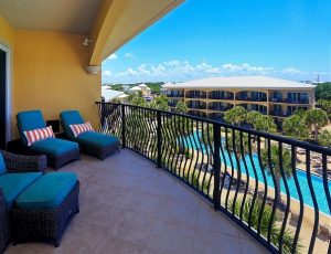 View of the poolside from balcony