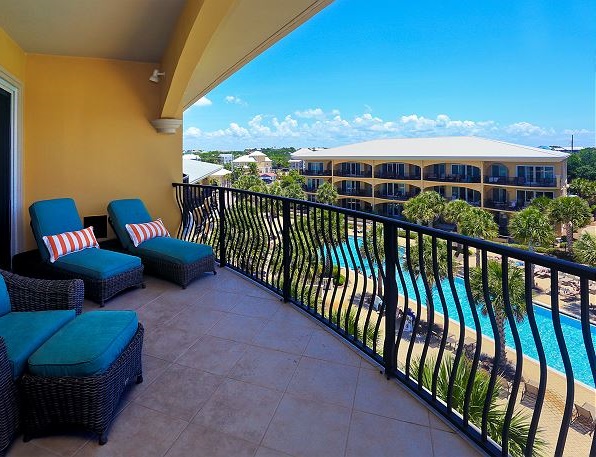 View of the poolside from balcony