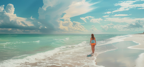woman walking on beach