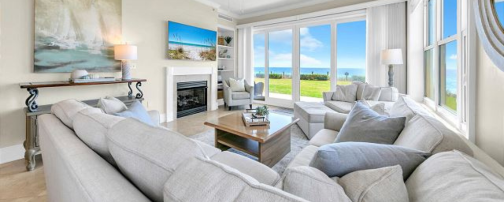 vacation rental living room overlooking gulf