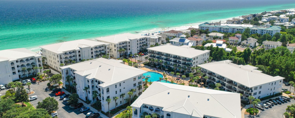 aerial view of adagio condos on 30a