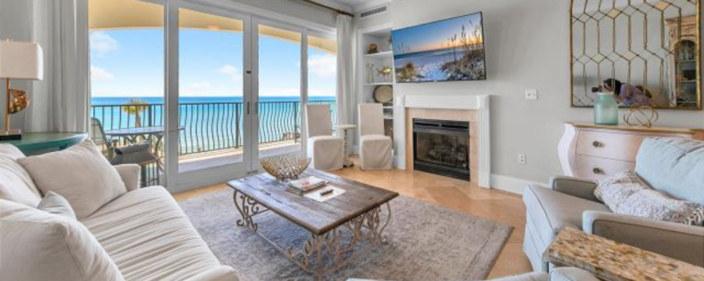30a vacation rental living room overlooking gulf