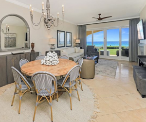 interior of luxury vacation rental dining room and living room