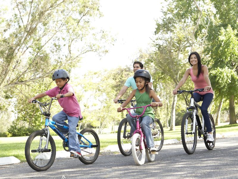 family on a bike ride