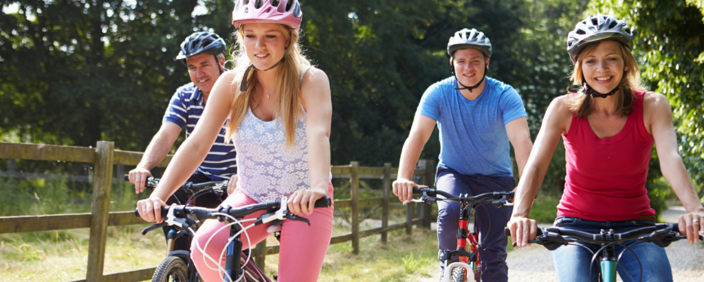 family on bikes