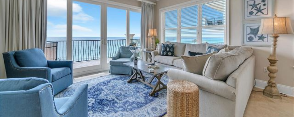 30a vacation rental living room overlooking gulf