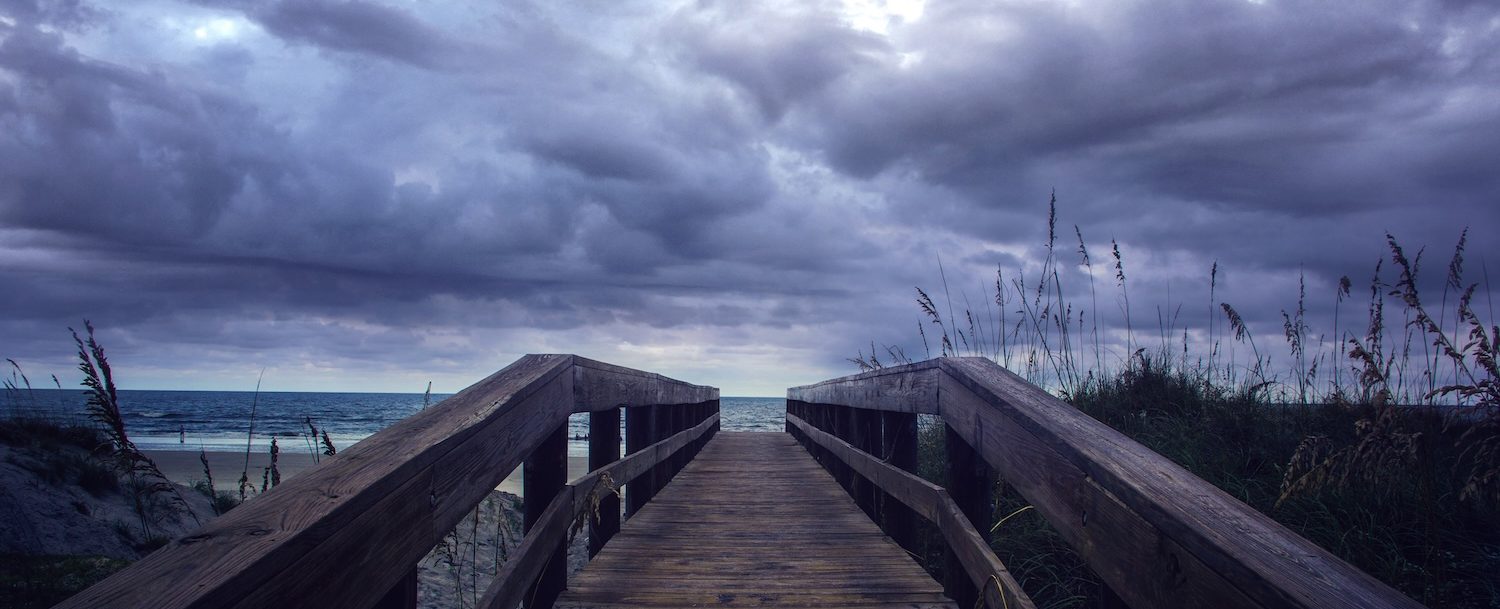 Beach entrance on a cloudy day