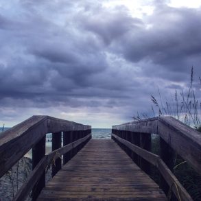 Beach entrance on a cloudy day
