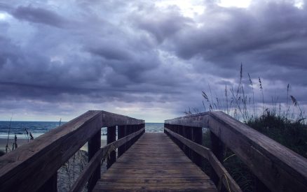 Beach entrance on a cloudy day