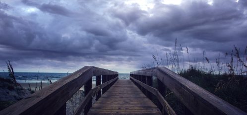 Beach entrance on a cloudy day